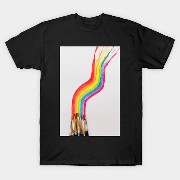 Watercolored rainbow swirl and brushes T-Shirt by karinelizabeth